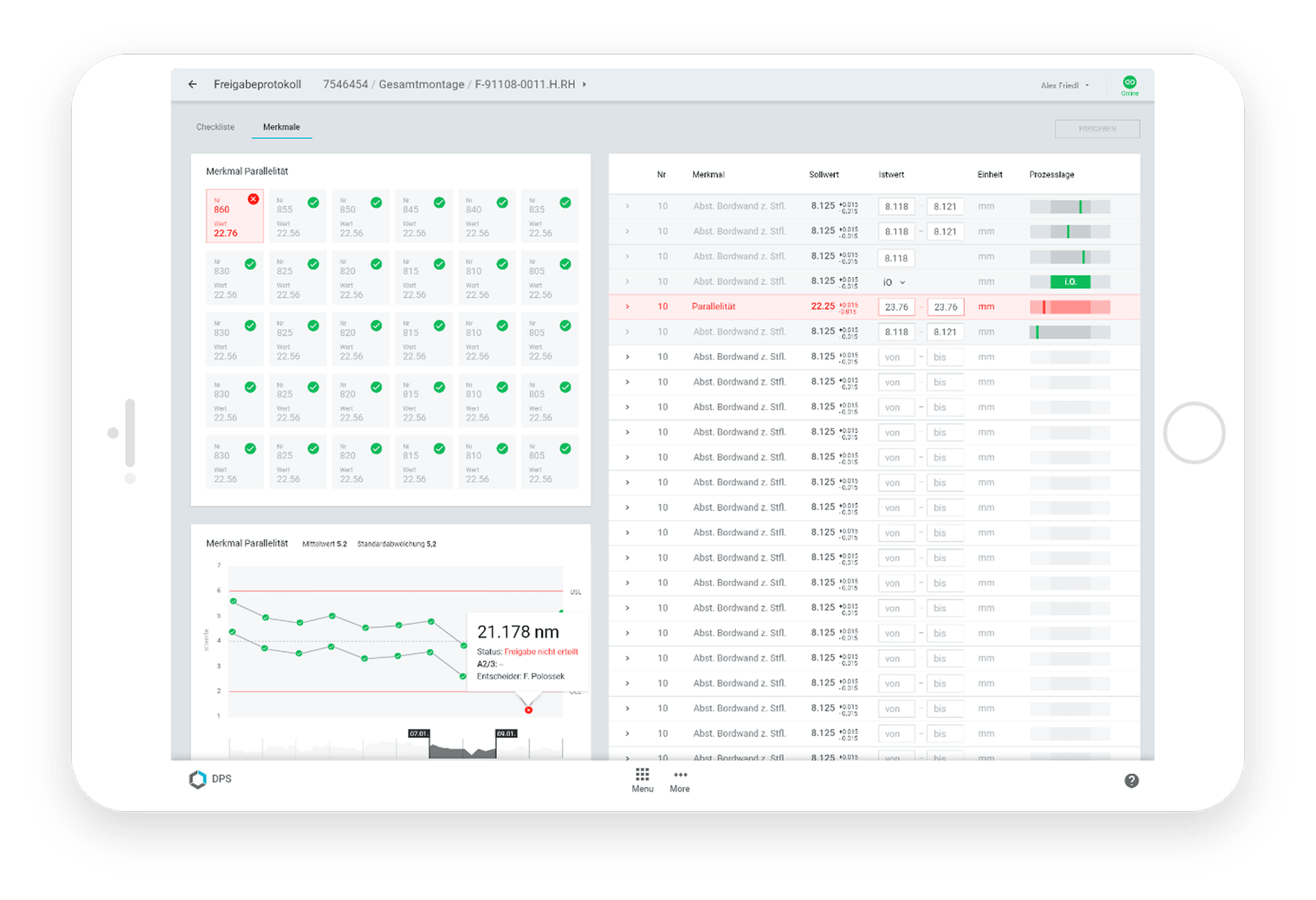 Material-Qualitäts-Management Software für Schaeffler Lagerproduktion